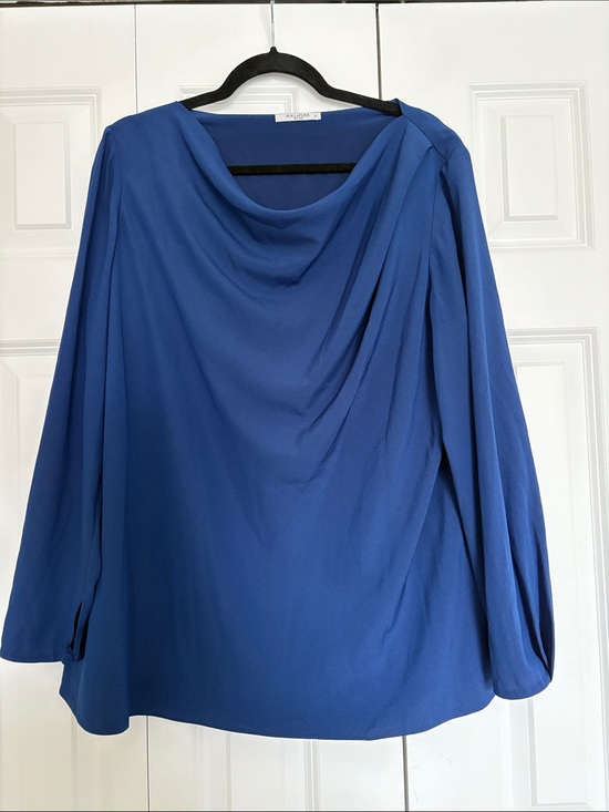 MM Lafleur Tops - MM Lafleur Cowl Neck Long Sleeve Blouse in Royal Blue - Size 1X